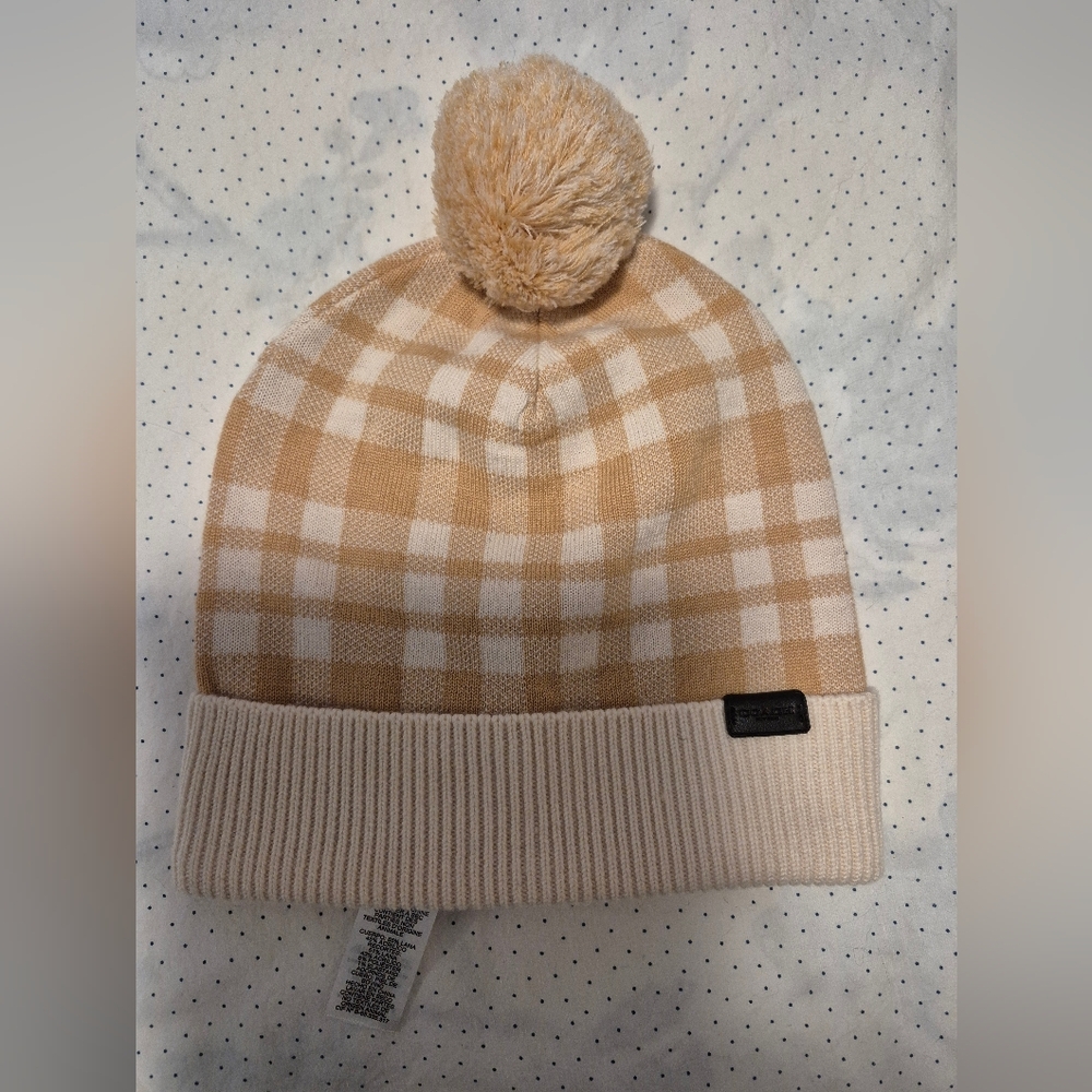 Coach Beige and Cream Knit Beanie